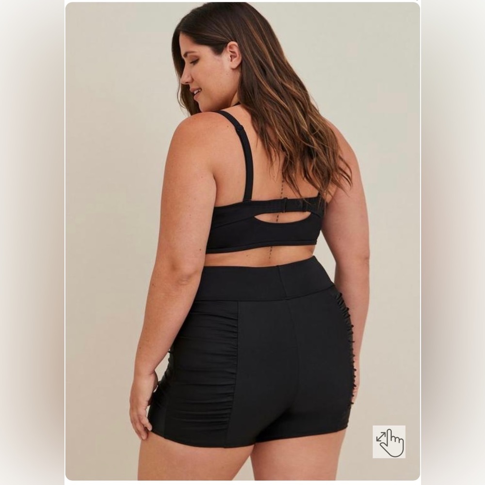 ULTRA HIGH RISE RUCHED SWIM SHORT - Picture 2 of 5